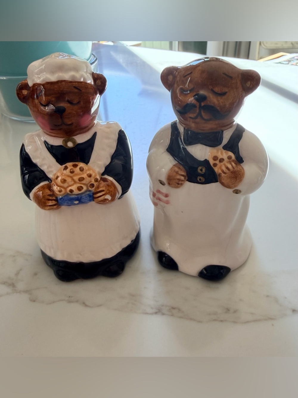 Vintage Bear Chef and Maid Ceramic salt & Pepper Shakers